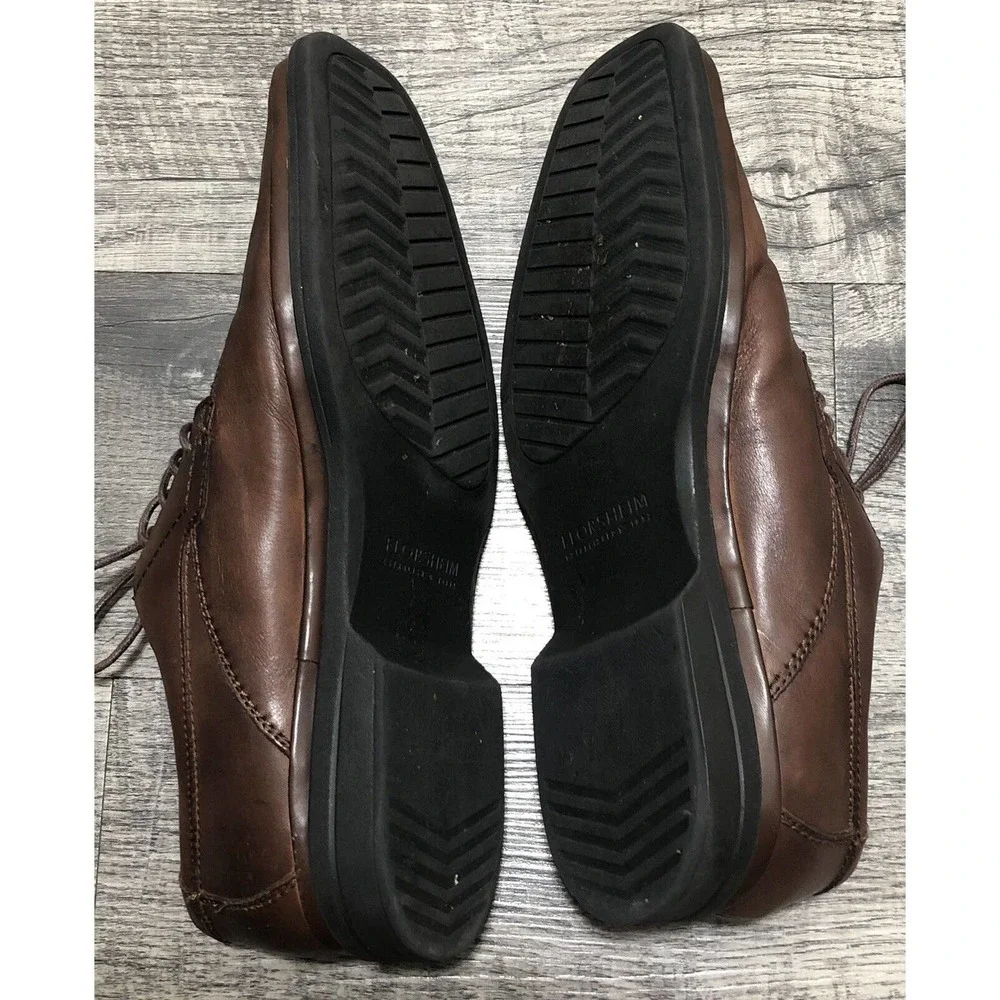 Florsheim Men's Oxford Brown Leather Dress Shoes Loafers Lace Up Tie Size 9D - Picture 3 of 8